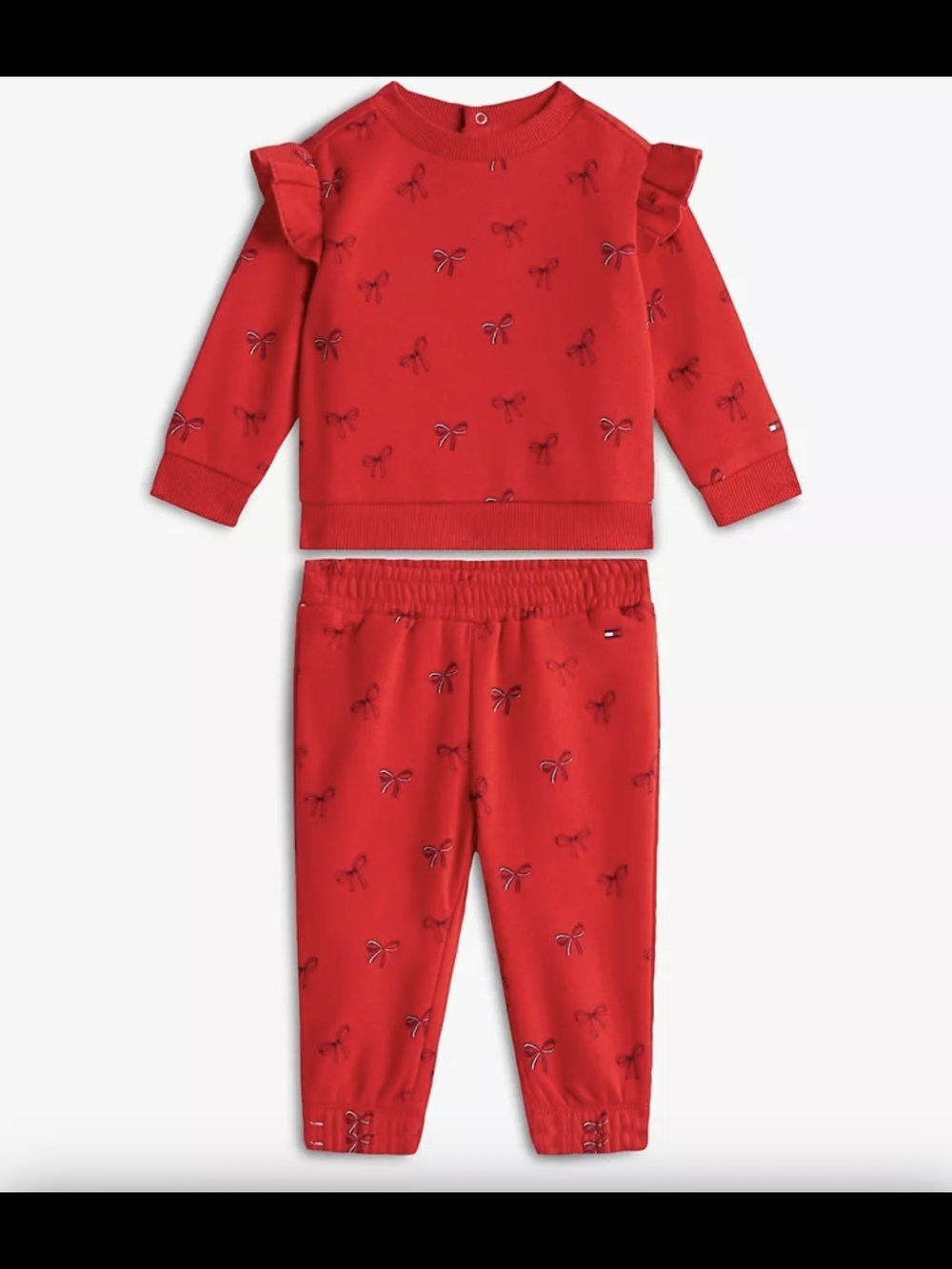 Babies' Bow Print Sweatshirt & Pant Set Size: 6-9M